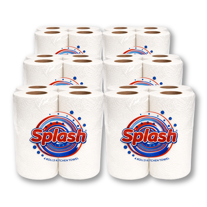 Splash 4 Pack 2ply Kitchen Rolls – 6 Packs of 4 (24 Rolls)