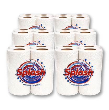 Splash 4 Pack 2ply Kitchen Rolls – 6 Packs of 4 (24 Rolls)