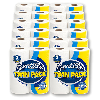 Gentille Twin Pack 3ply Kitchen Rolls – 12 Packs of 2