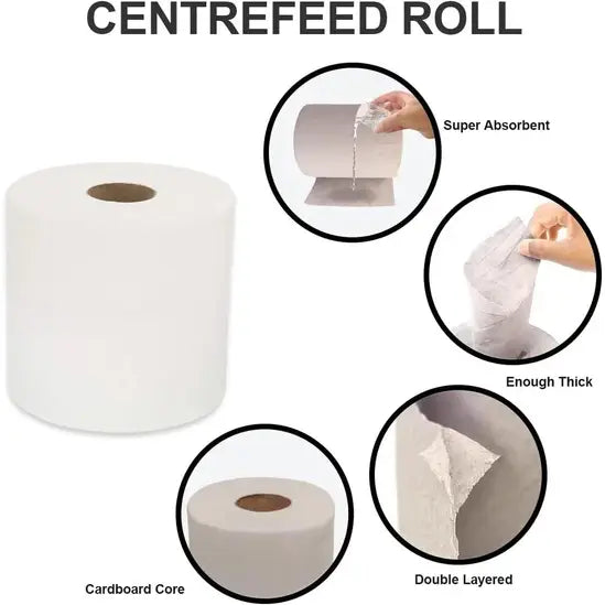 2 Ply White 150m 190mm Centrefeed - Embossed